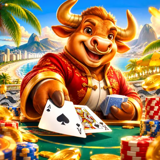 Tela do slot Fortune Ox com o boi dourado e os rolos 3x3
